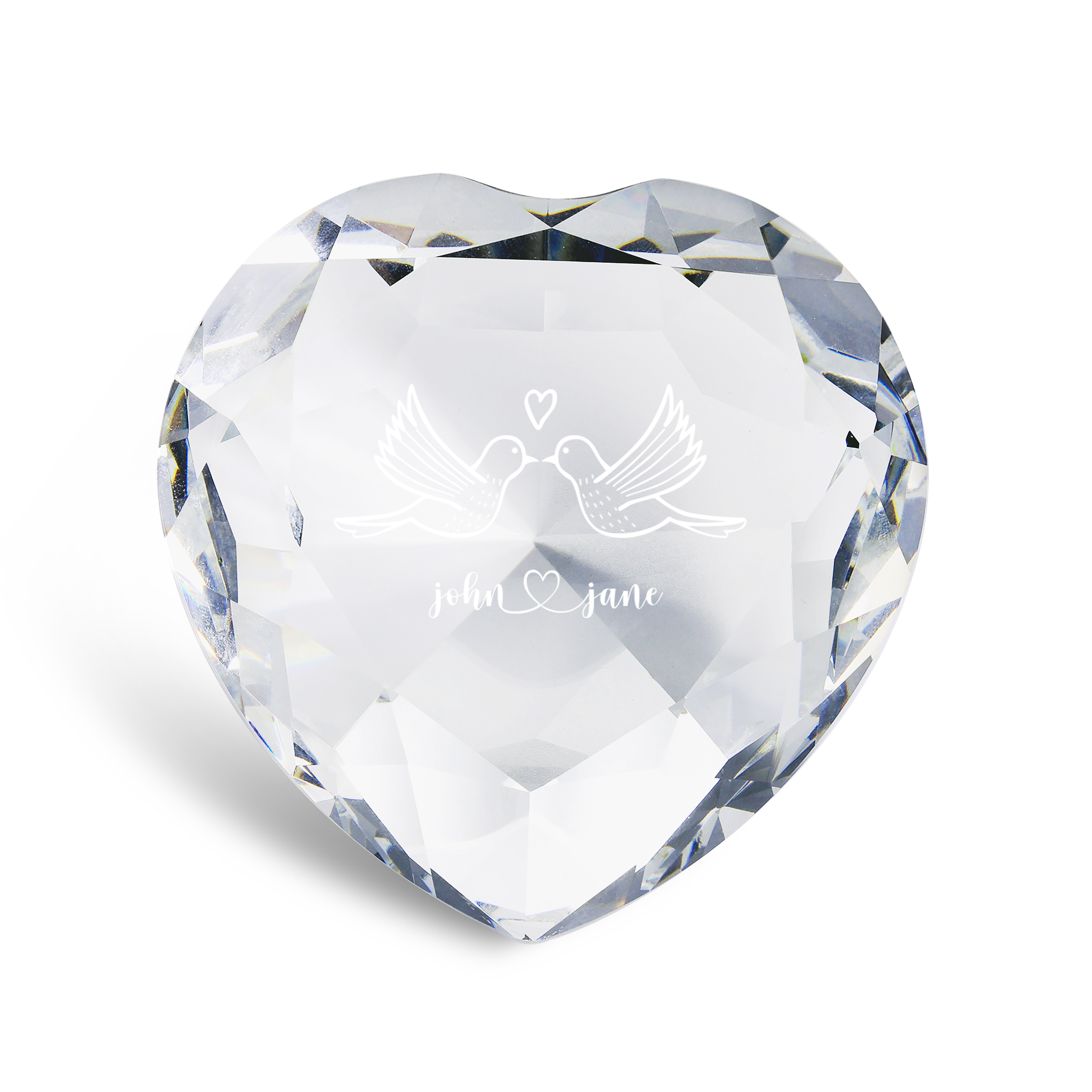 Decoración de vidrio de corazón con 2 nombres personalizados para el AMOR-Jessemade ES