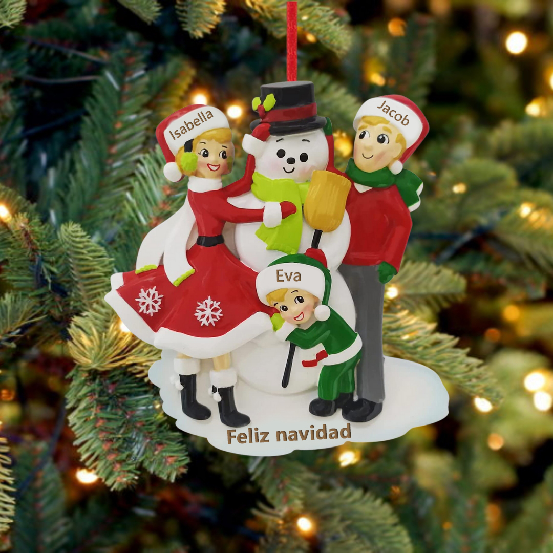 Navidad-Muñecos Ornamentos Navideños 3 Nombres con Texto Personalizados Adorno de Madera