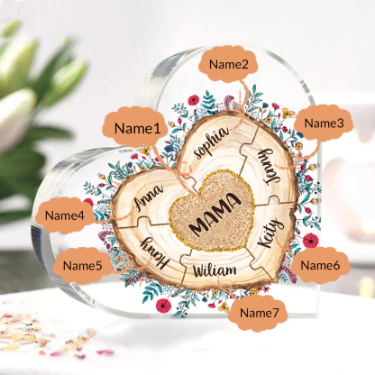 A mi mamá/abuela-Placa de acrílico "Corazones" en forma de corazón 7 nombres personalizados-Jessemade ES