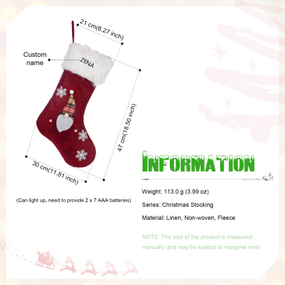 Adornos de medias navideñas con muñeco Bolsa de regalo 1 Nombre personalizado-Jessemade ES