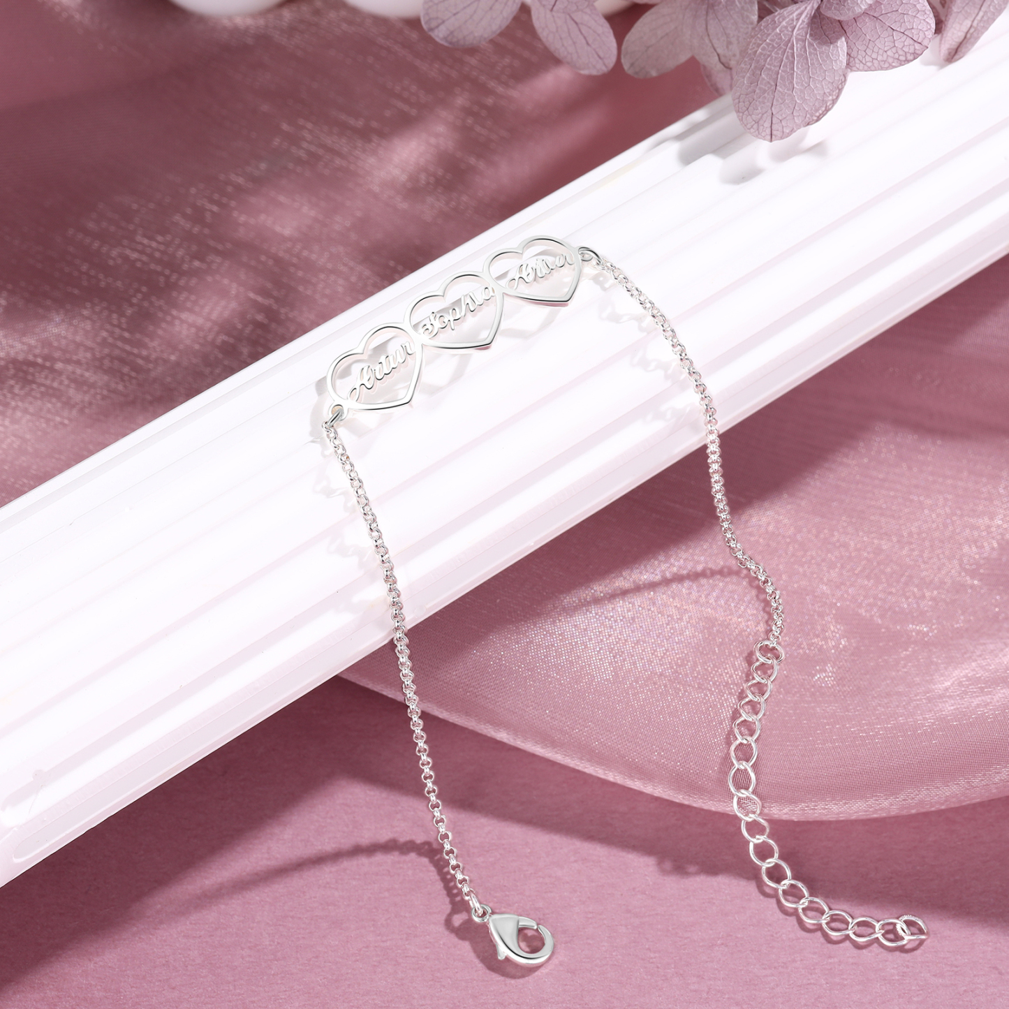 Pulsera 1-4 nombres personalizados con dije de corazón-Jessemade ES