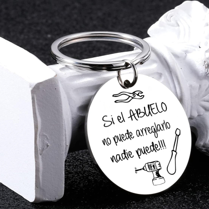 A mi abuelo-Llavero de placa redonda "abuelo arreglar todo"-Jessemade ES