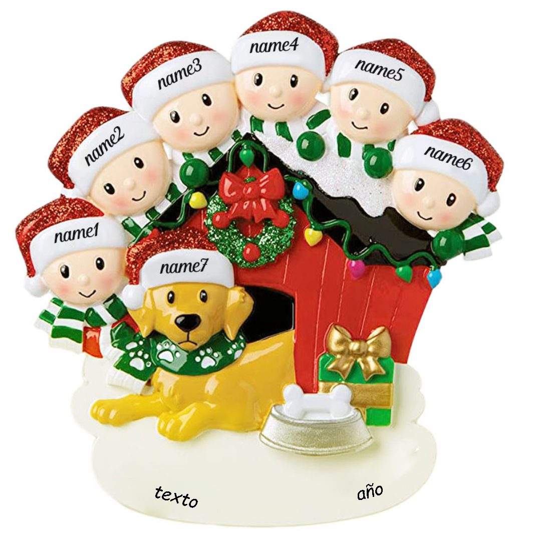 Navidad-Muñecos Ornamentos Navideños 7 Nombres y 1 Año con Texto Personalizados Adorno de Madera