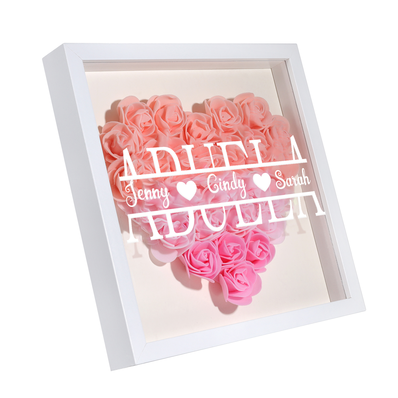 Adorno de madera de flores personalizado con 1 nombre y 1 texto-Jessemade ES