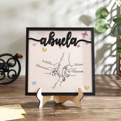 A mi abuela-Adorno 2-7 nombres personalizados decoración de madera mano con manitos-Jessemade ES