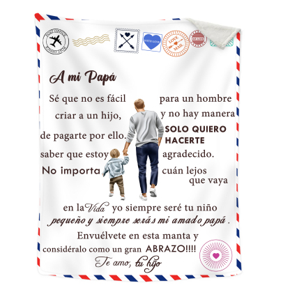 A mi padre de hijo-Manta de buen calidad con siluetas y personalizada con 1 nombre-Jessemade ES
