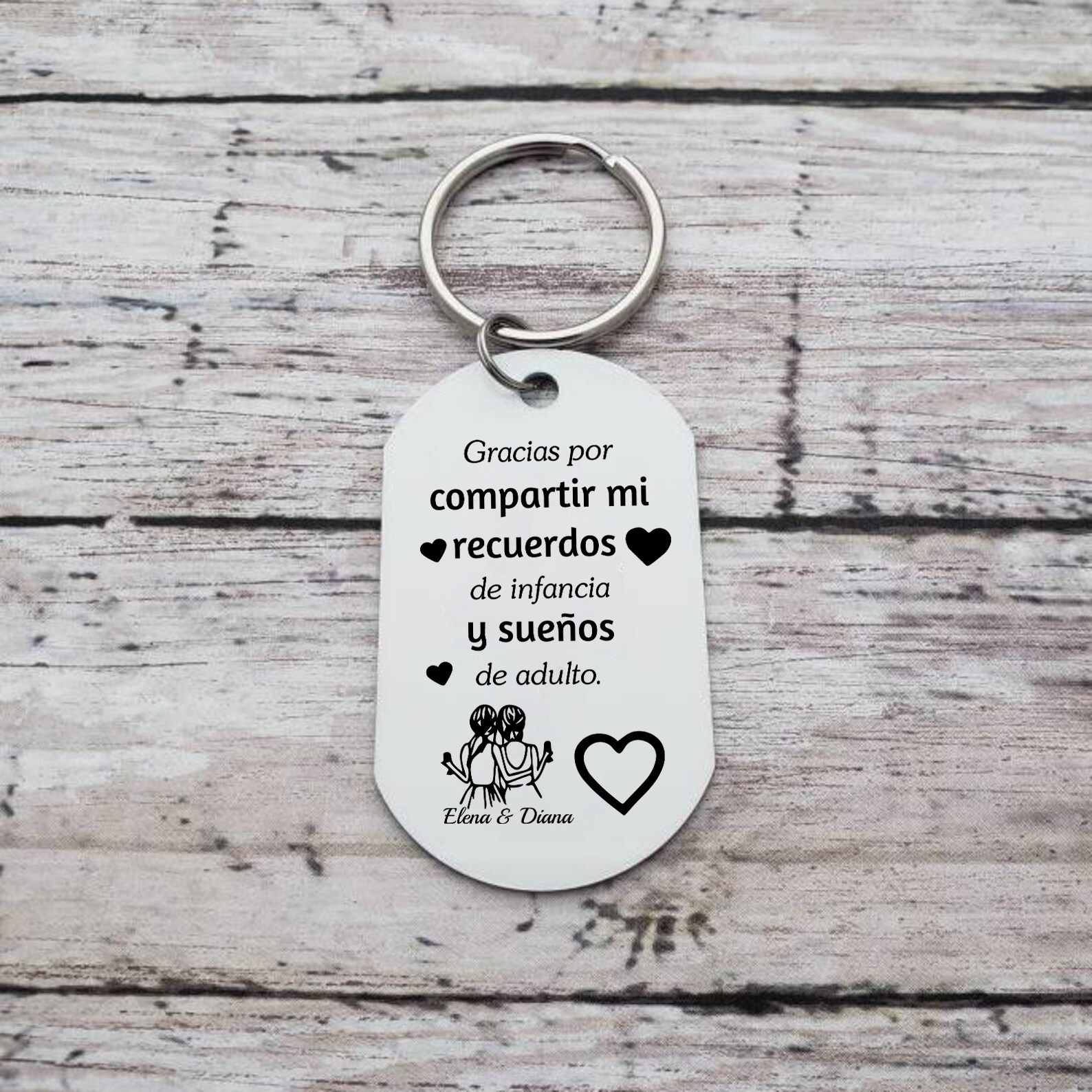 A mi amiga/hermana - Llavero con 2 nombres personalizados con foto-Jessemade ES