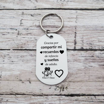 A mi amiga/hermana - Llavero con 2 nombres personalizados con foto-Jessemade ES