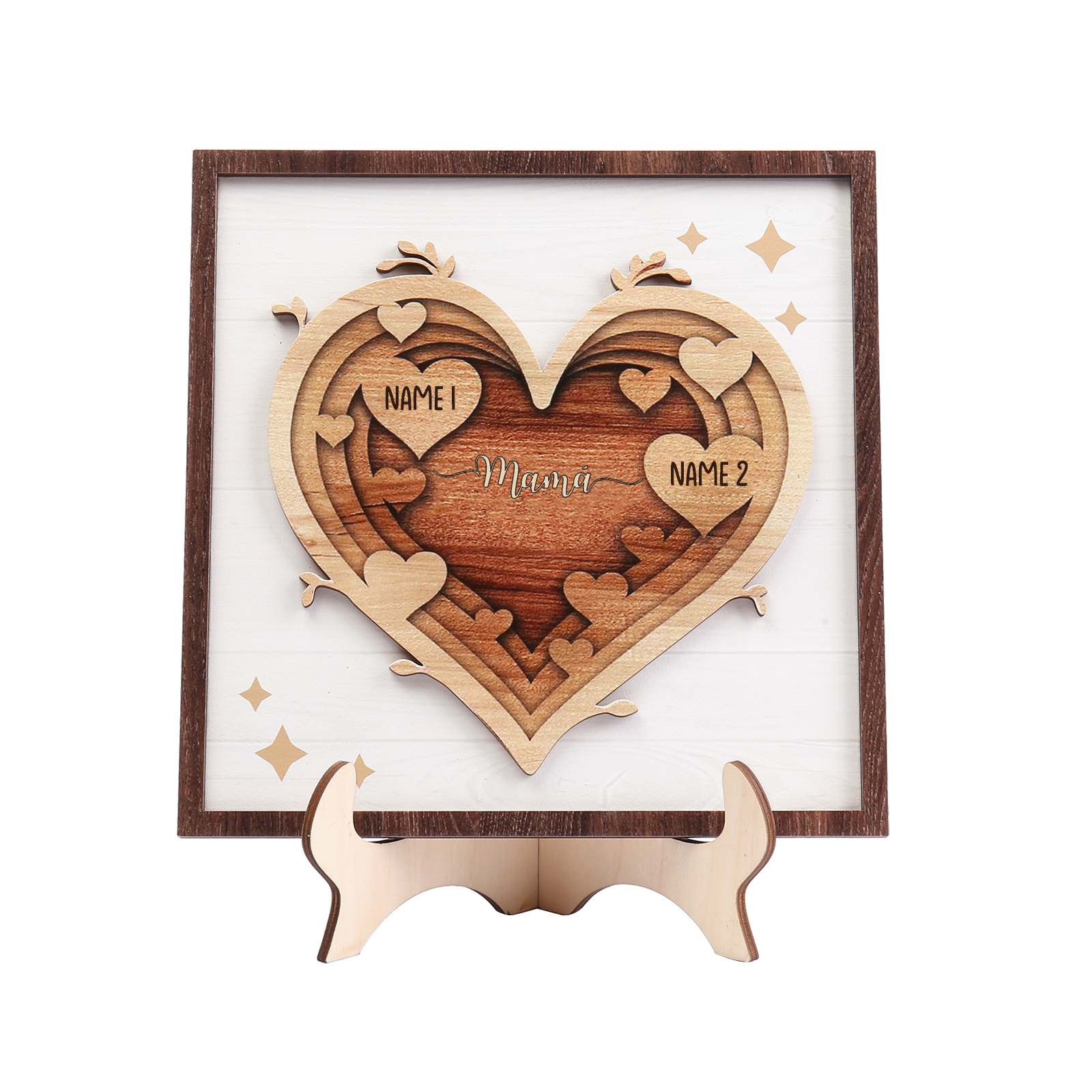 A mi mamá-Adorno 2-6 nombres personalizados decoración de madera de corazón-Jessemade ES