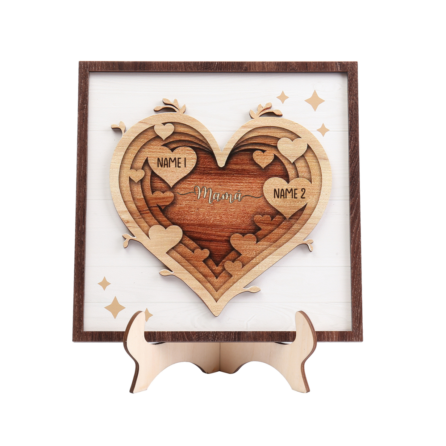 A mi mamá-Adorno 2-6 nombres personalizados decoración de madera de corazón-Jessemade ES