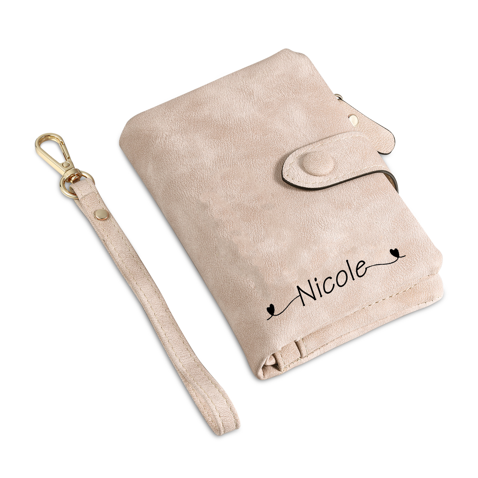 Cartera, billetera con 1 nombre, 1 fecha y 1 flor de nacimiento personalizados monedero clásico para mujer