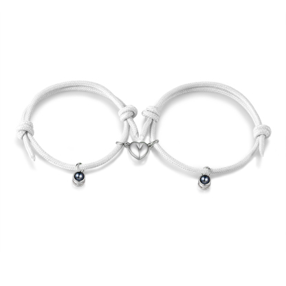 Pulsera de cuerda fluorescentepara pareja con proyección de foto con dije de corazón magnético-Jessemade ES