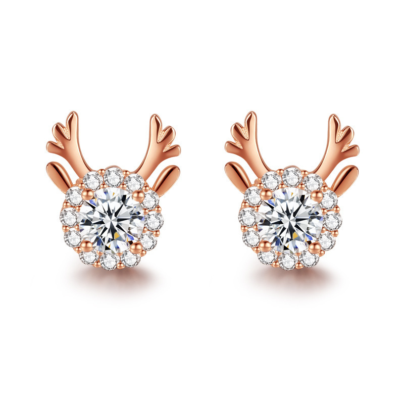 Pendientes de asta de reno con zircon aretes tres colores-Jessemade ES