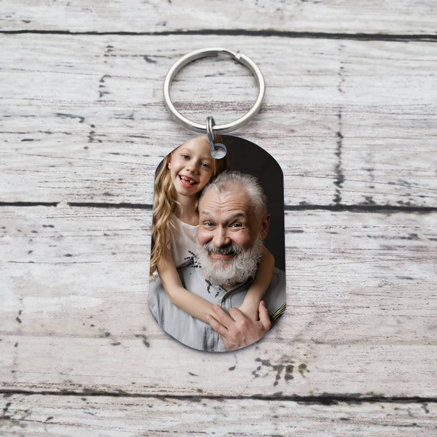 A mi abuelo-Llavero EL MEJOR ABUELO personalizado con 1 nombre y 1 foto-Jessemade ES