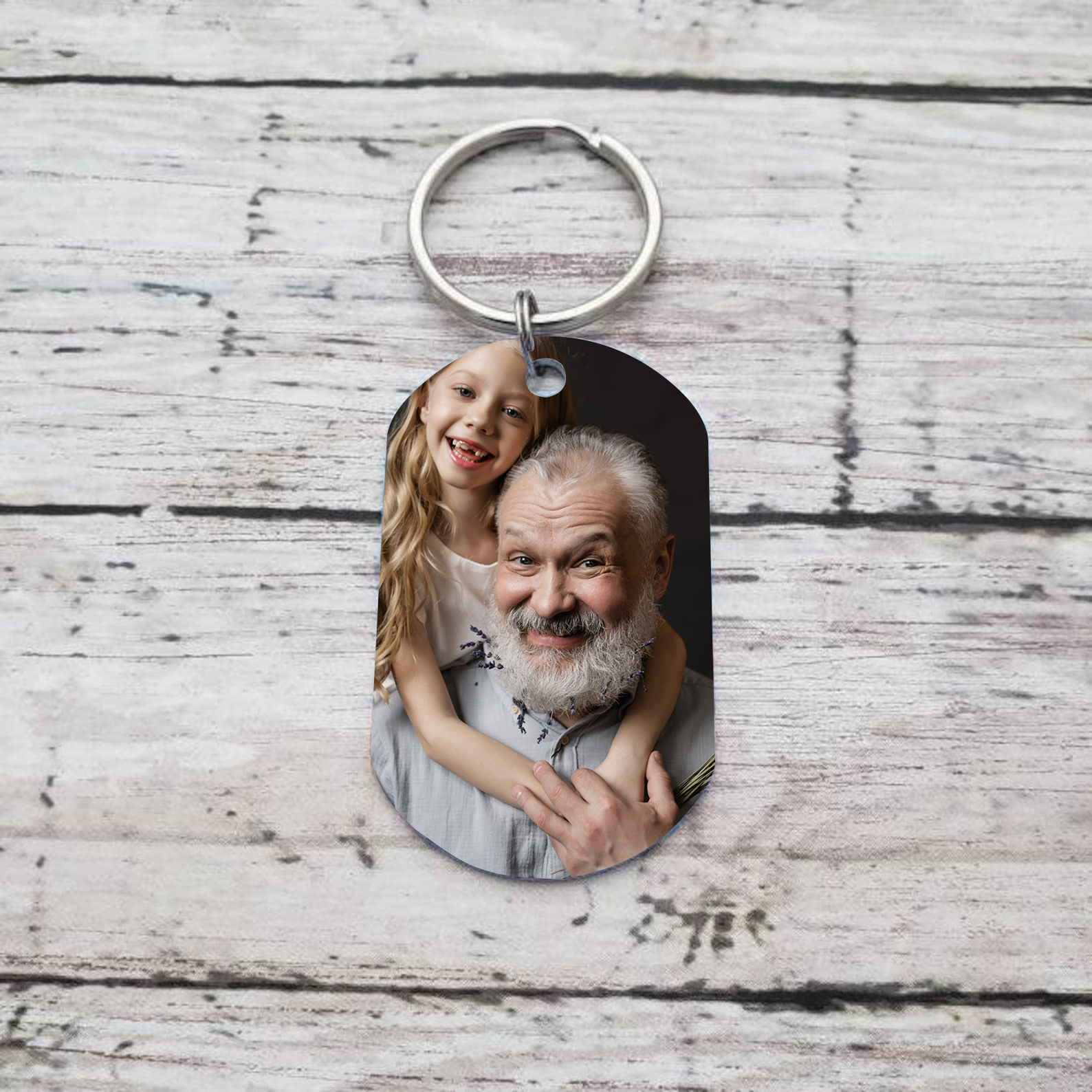 A mi abuelo-Llavero EL MEJOR ABUELO personalizado con 1 nombre y 1 foto-Jessemade ES