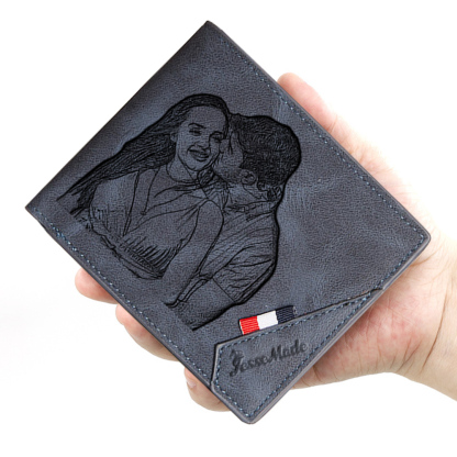 Cartera, billetera personalizada con 1 foto, 1 nombre y 1 letra monedero para hombre-Jessemade ES