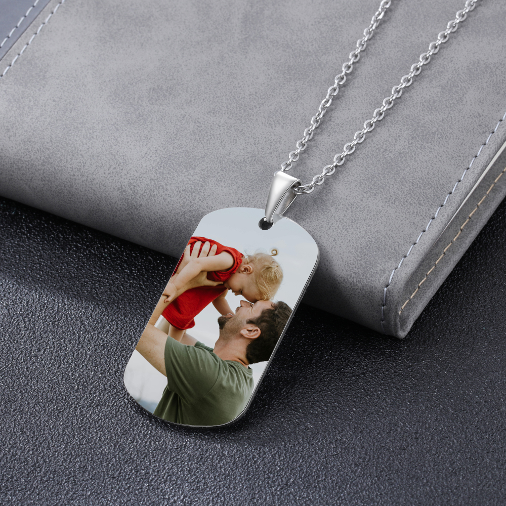 A MI PAPÁ-Collar de placa personalizada con texto y foto-Jessemade ES