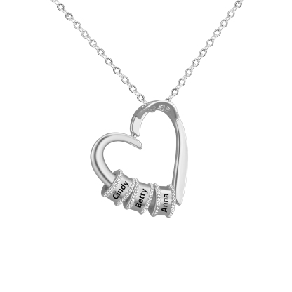 Collar colgante de corazón con 3 nombres personalizados en 3 aros-Jessemade ES