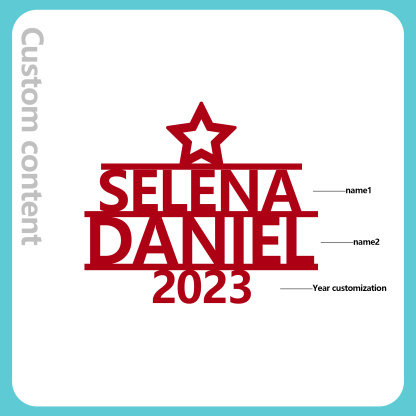 Navidad-Ornamento navideño de madera árbol de nombres con 2 nombres y año personalizados