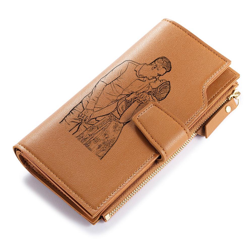 Cartera, billetera con 1 foto y 3 textos personalizados monedero clásico para mujer | Jessemade