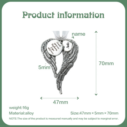 Adorno navideño de alas conmemorativo Adorno de Navidad 1 nombre personalizado 