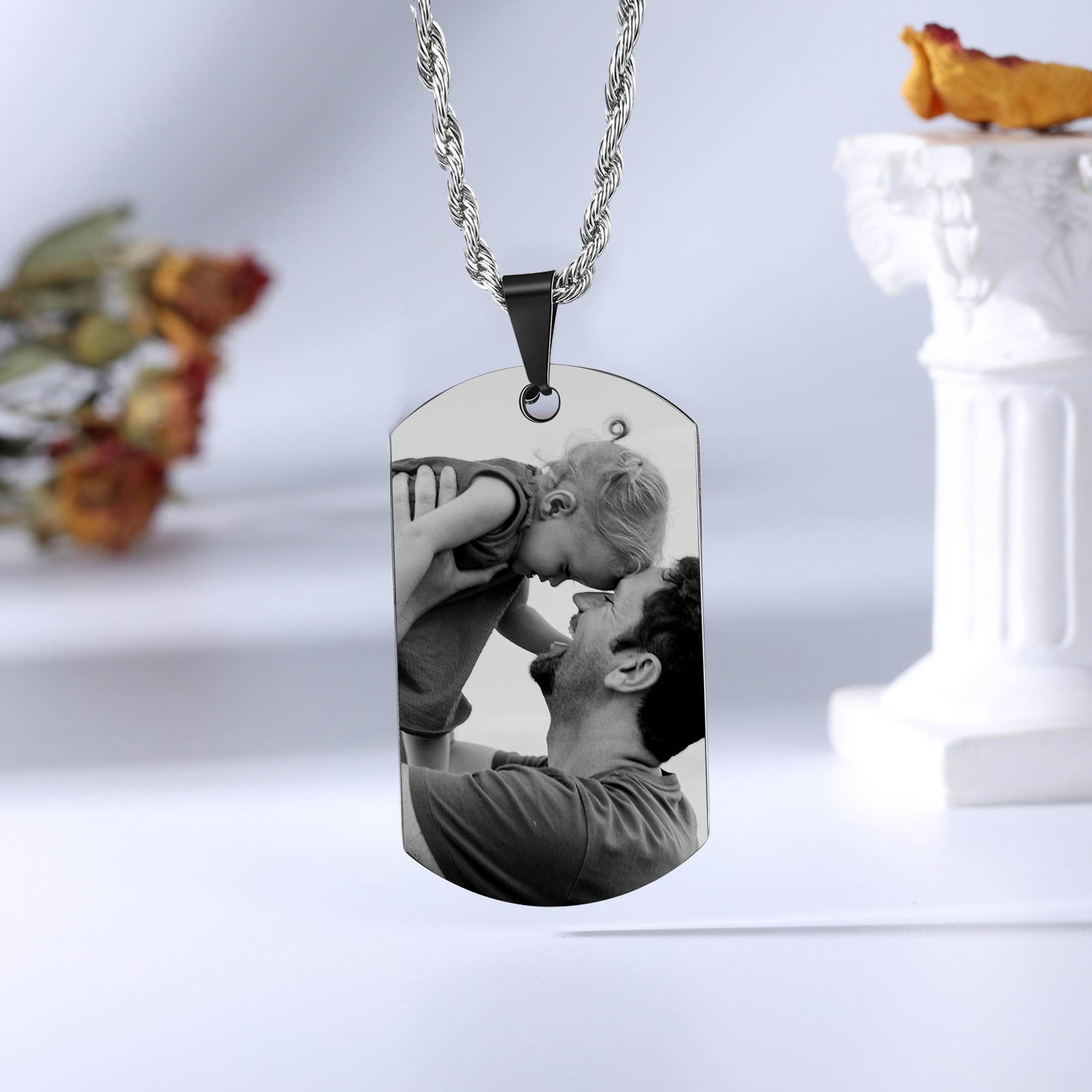 A MI PAPÁ-Collar de placa personalizada con texto y foto-Jessemade ES