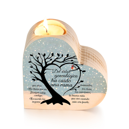 Candelero de corazón en memoria de ser querido de madera sin vela-Jessemade ES