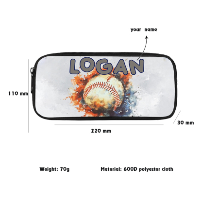Estuche personalizado con nombre con diseños coloridos de pelota para niños
