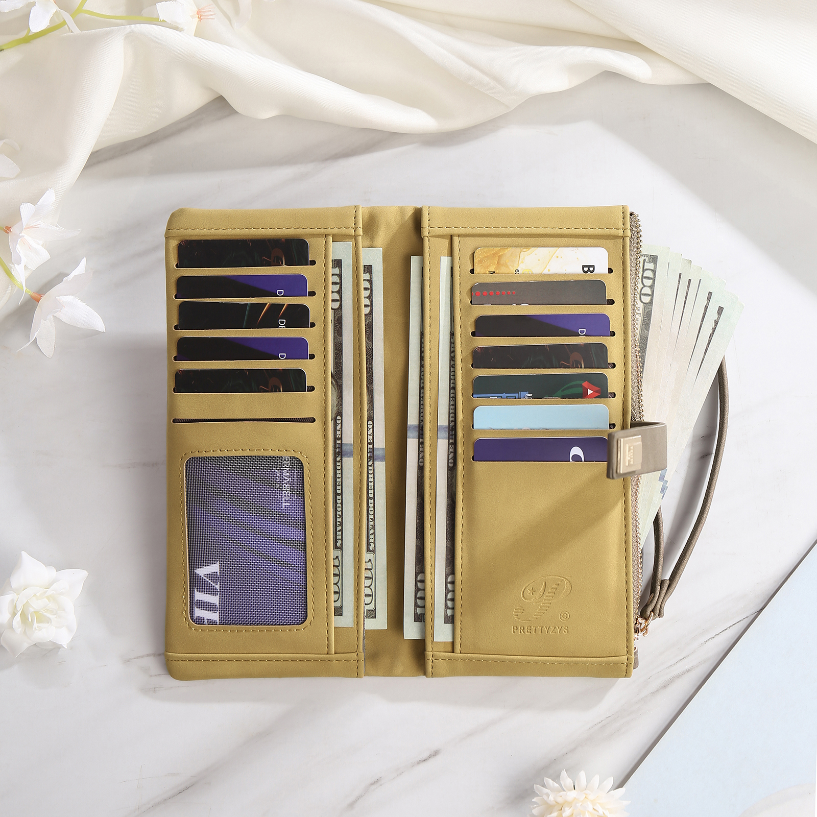 Cartera, billetera con 1 nombre y 1 flor de nacimiento personalizados monedero clásico para mujer-Jessemade ES