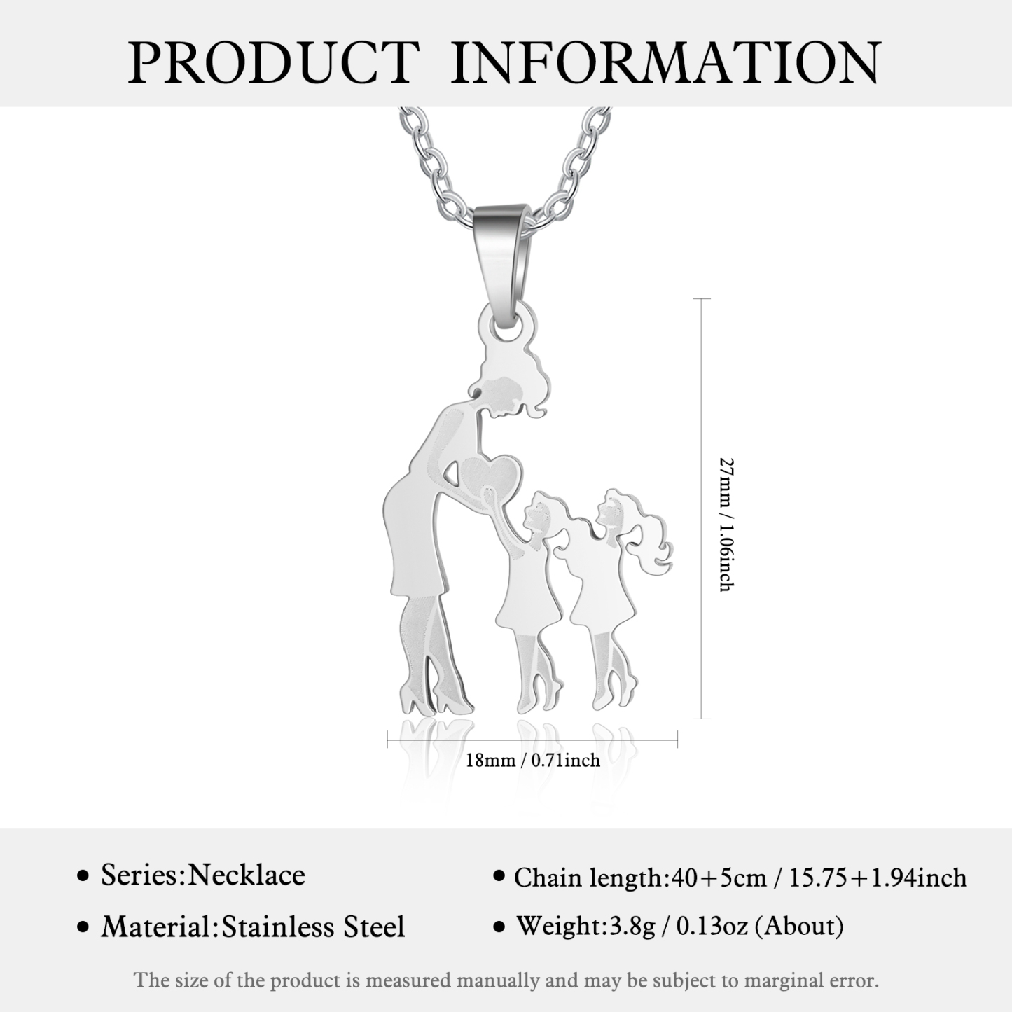 Collar con colgante de madre y dos hijos/hijas amor entre mamá y niños-Jessemade ES