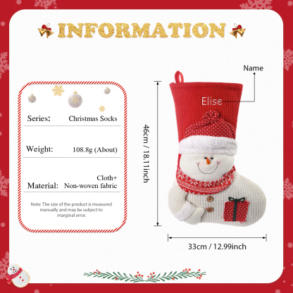Adornos de medias navideñas con muñeco Bolsa de regalo 1 Nombre personalizado-Jessemade ES