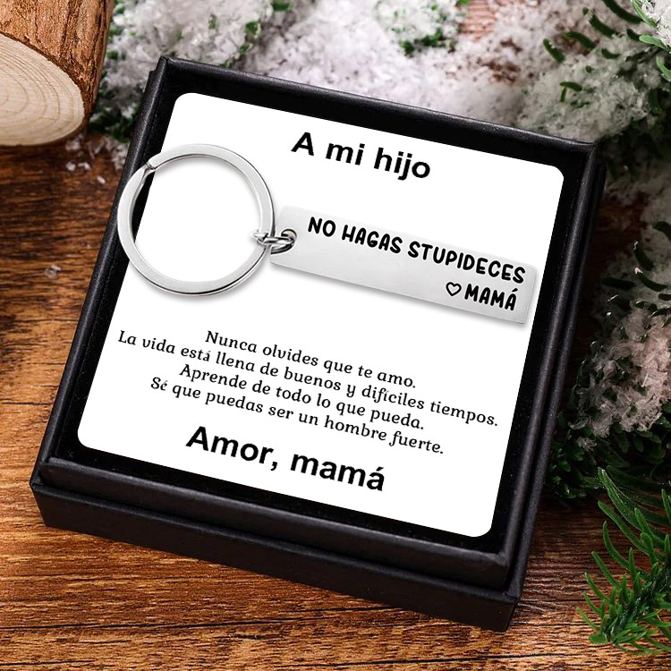 Llavero de placa "No hagas stupideces" a hijos de mamá-Jessemade ES