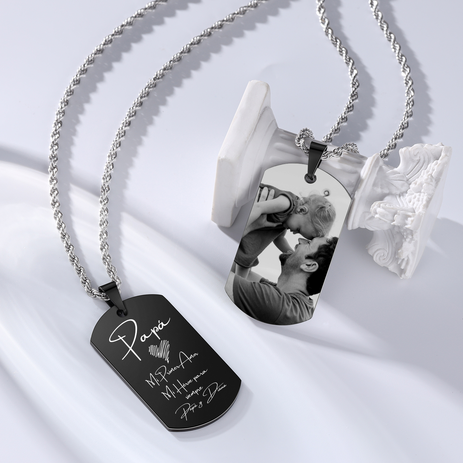 A MI PAPÁ-Collar de placa personalizada con texto y foto-Jessemade ES