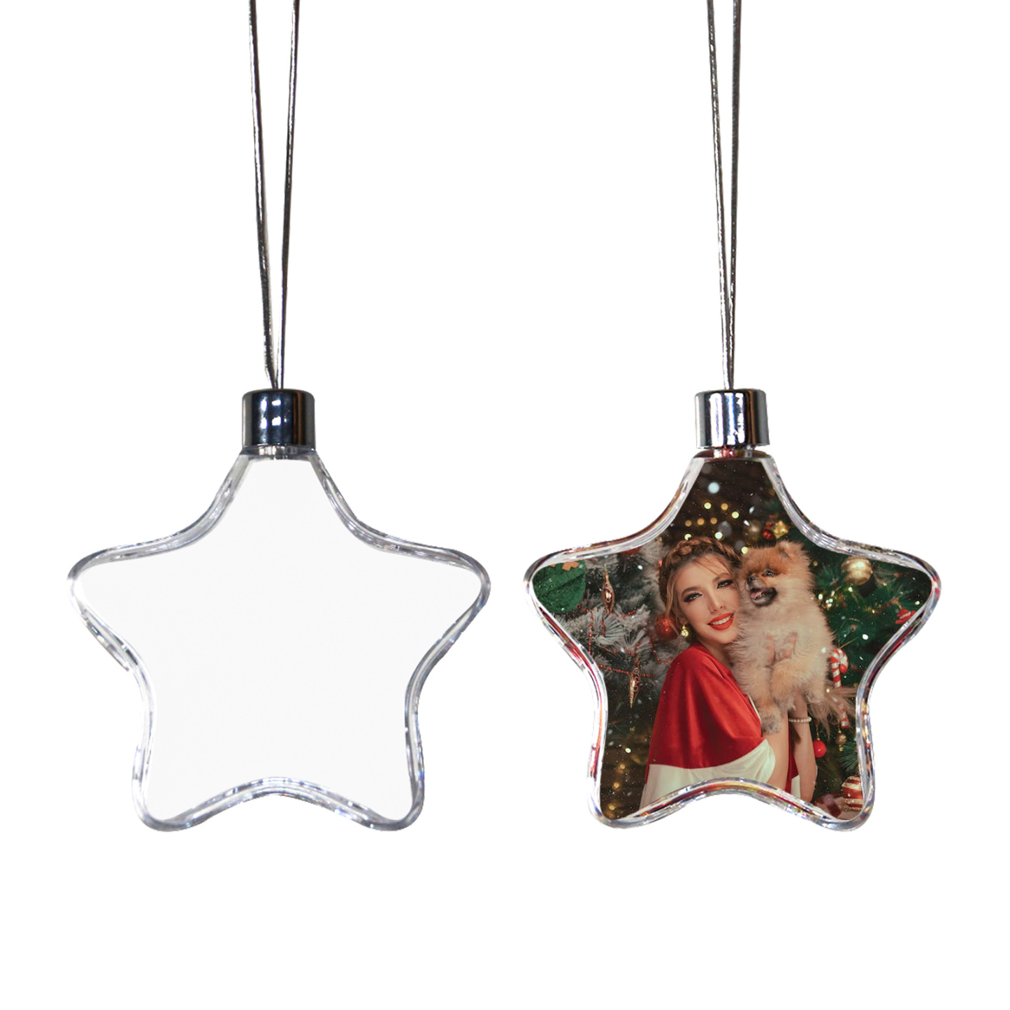 Navidad-Ornamento navideño estrella con 1 foto personalizada adorno del árbol