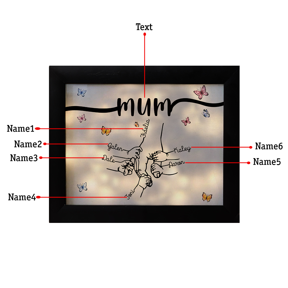 A mi mamá-Marco de 2-7 nombres y 1 texto personalizados de plástico con lámpara-Jessemade ES