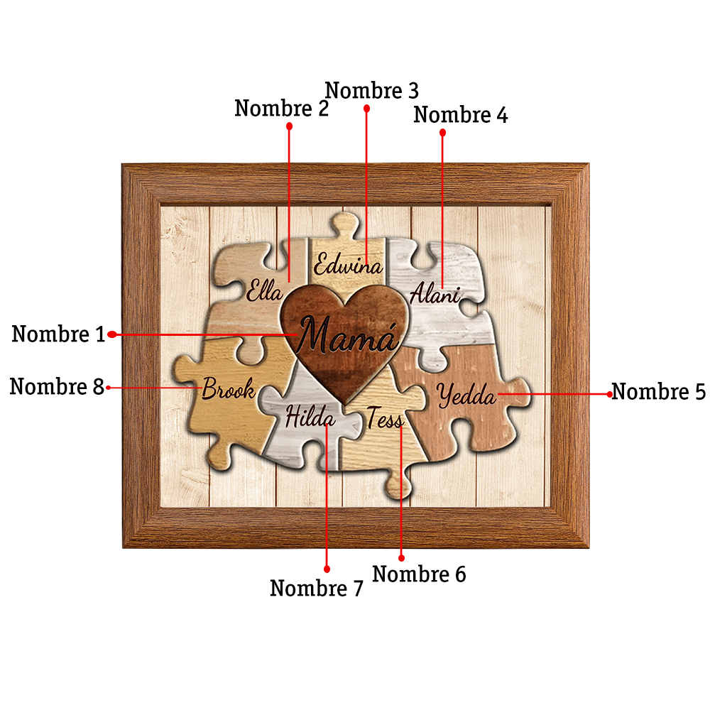 A mi mamá-Marco de 3-9 nombres personalizados rompecabezas de madera-Jessemade ES