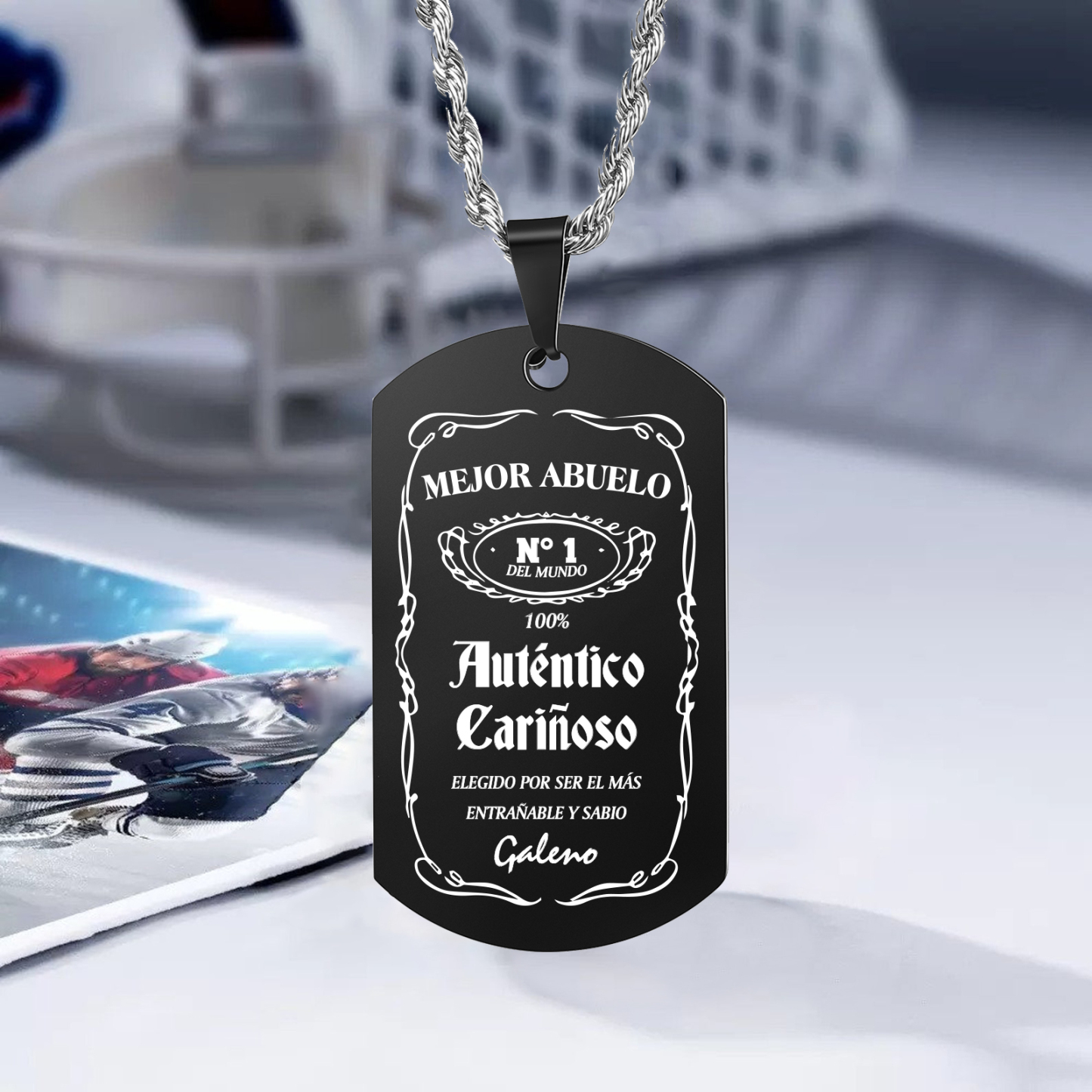 A MI ABUELO-Collar mejor abuelo de placa personalizada con 1 nombre-Jessemade ES