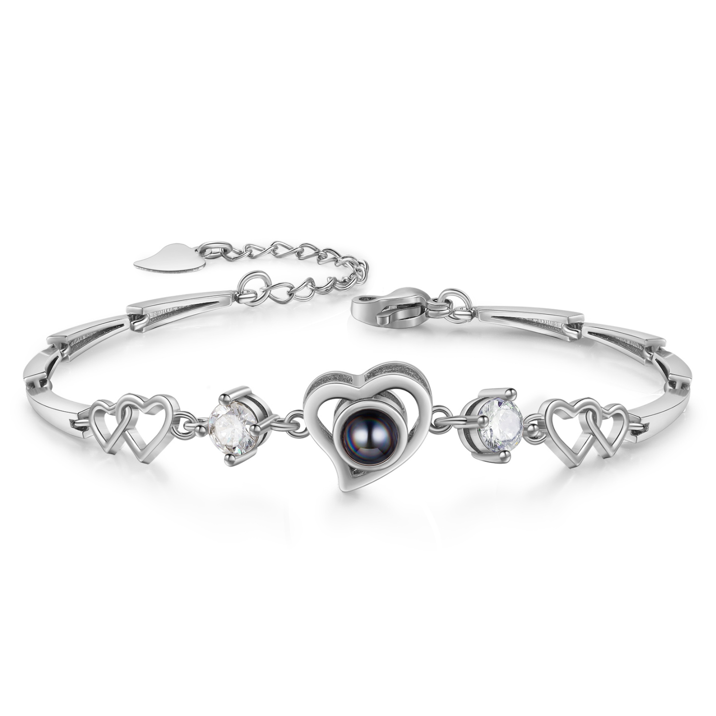 Pulsera con dije de corazón con proyección de foto en color para mujer, Brazalete de proyección-Jessemade ES