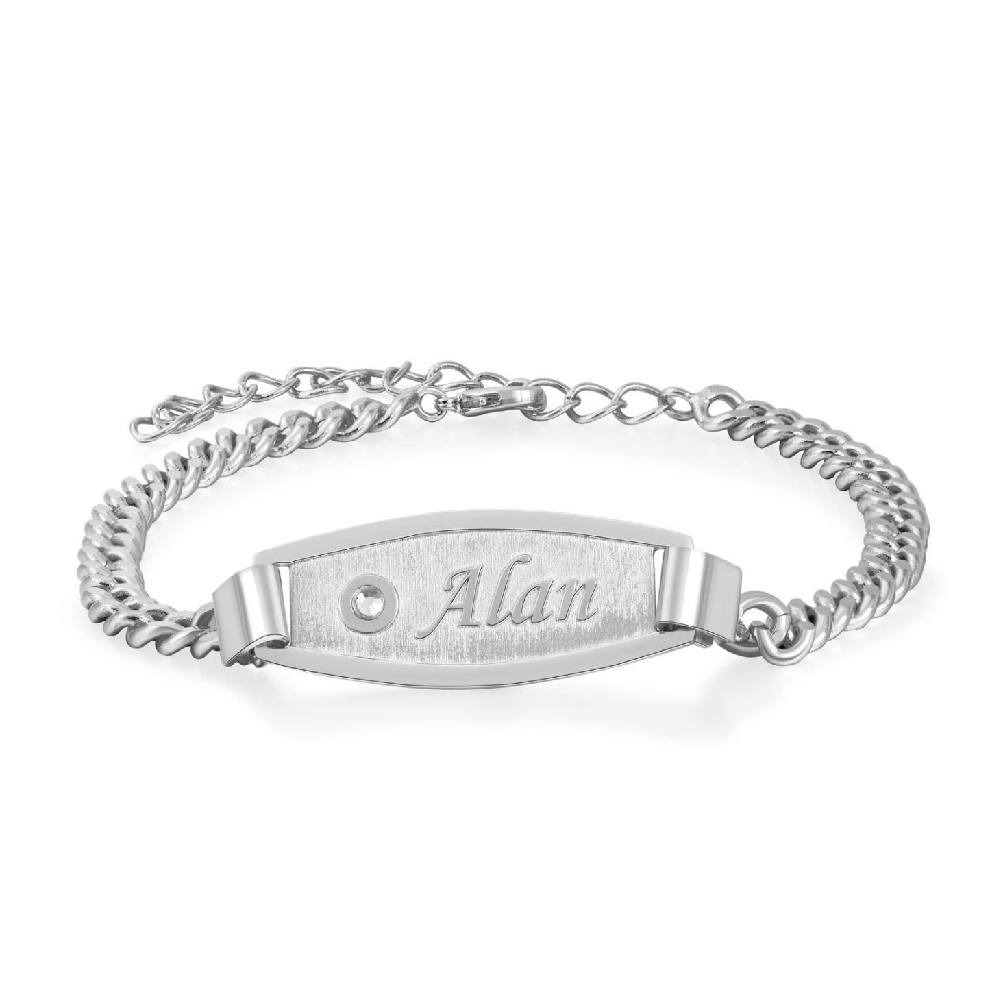 Pulseras de cadena para pareja con placa 2 nombres y 2 piedras personalizados-Jessemade ES