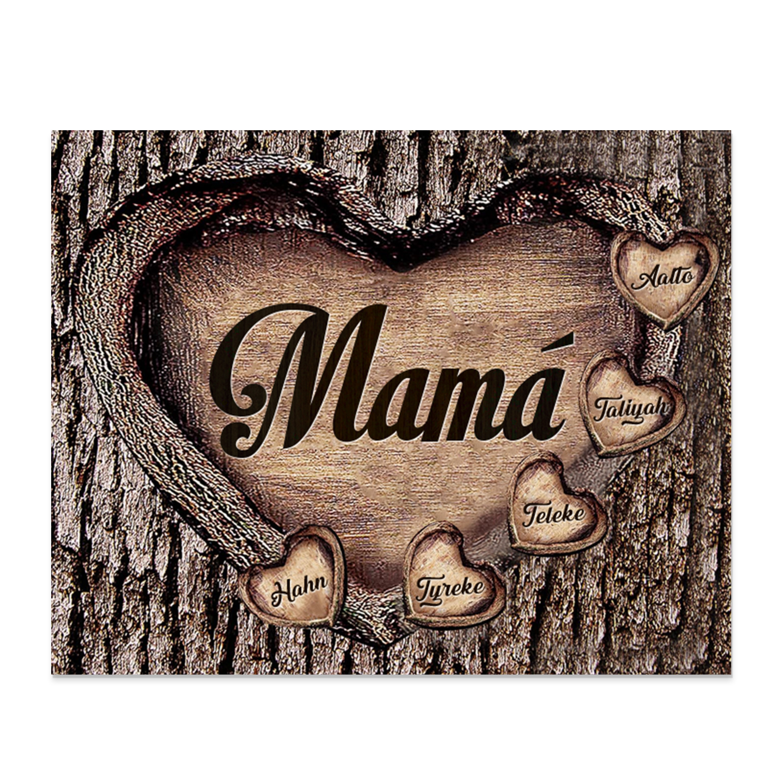 A mi mamá-Lámina marco de madera para mamá personalizado con 5 nombres-Jessemade ES