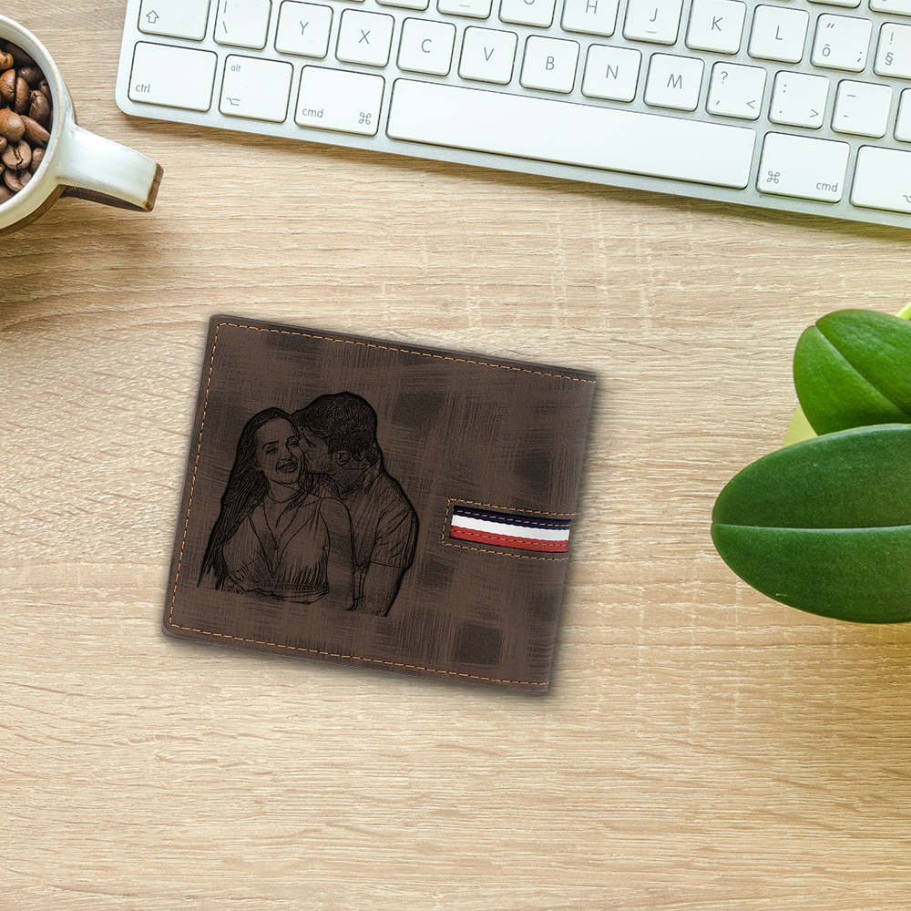 Cartera, billetera personalizada con 1 foto, 1 nombre y 1 letra monedero para hombre-Jessemade ES