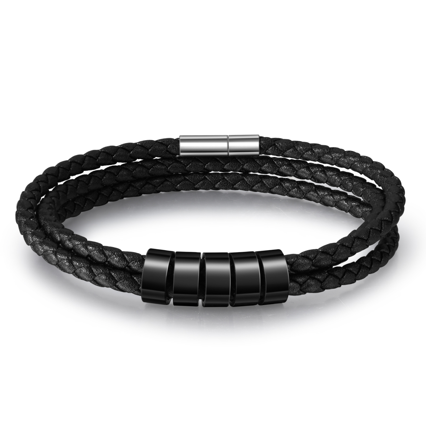 Pulsera de cuero trenzado con 2-5 nombres personalizados para hombre-Jessemade ES