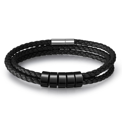 Pulsera de cuero trenzado con 2-5 nombres personalizados para hombre-Jessemade ES
