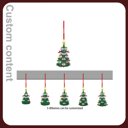 Navidad-Ornamento muñecos navideño de madera en forma de árbol 4 nombres, 1 texto y 1 año personalizados adorno del árbol-Jessemade ES