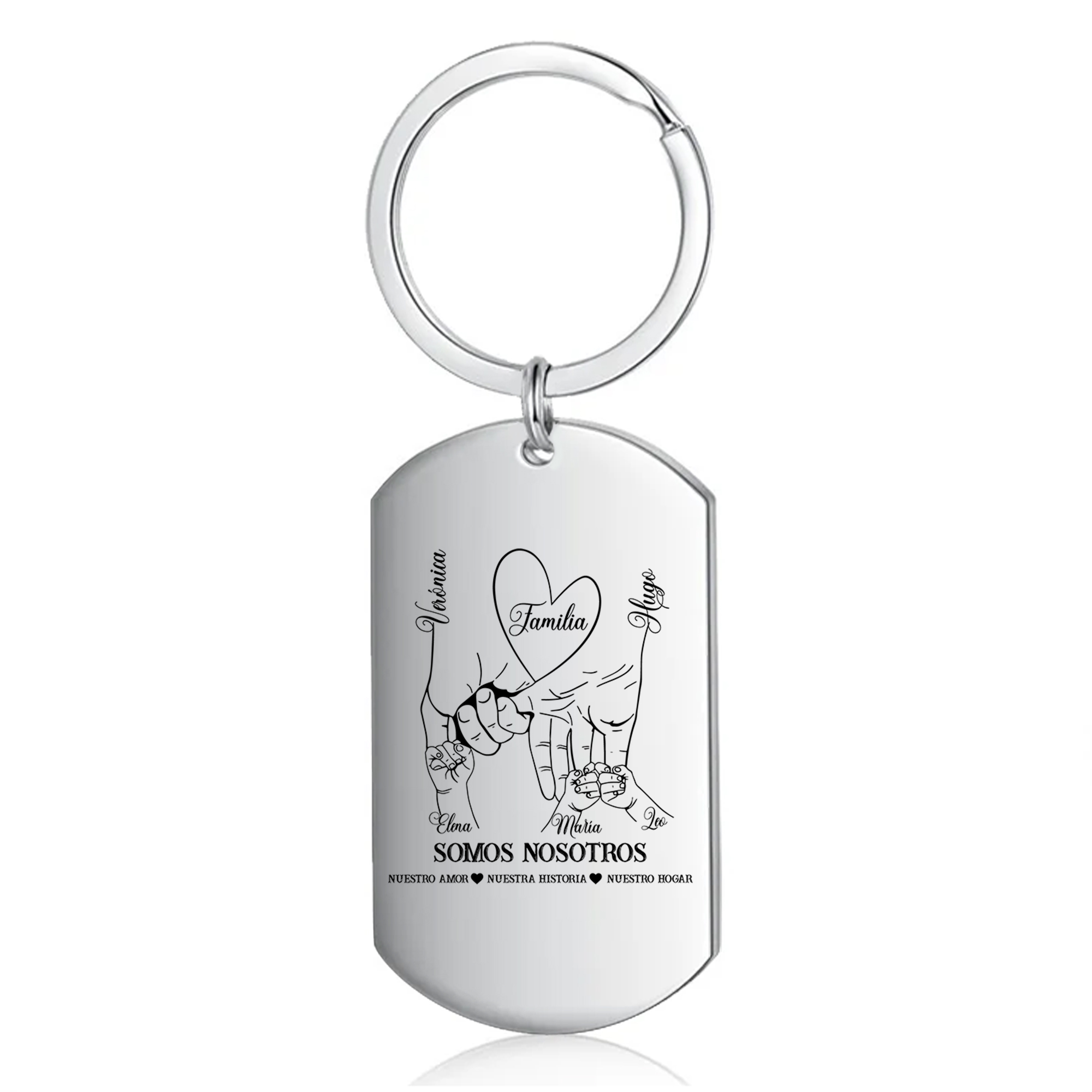 A familia-Llavero 2-6 Nombres Personalizados MANOS COGIDAS-Jessemade ES