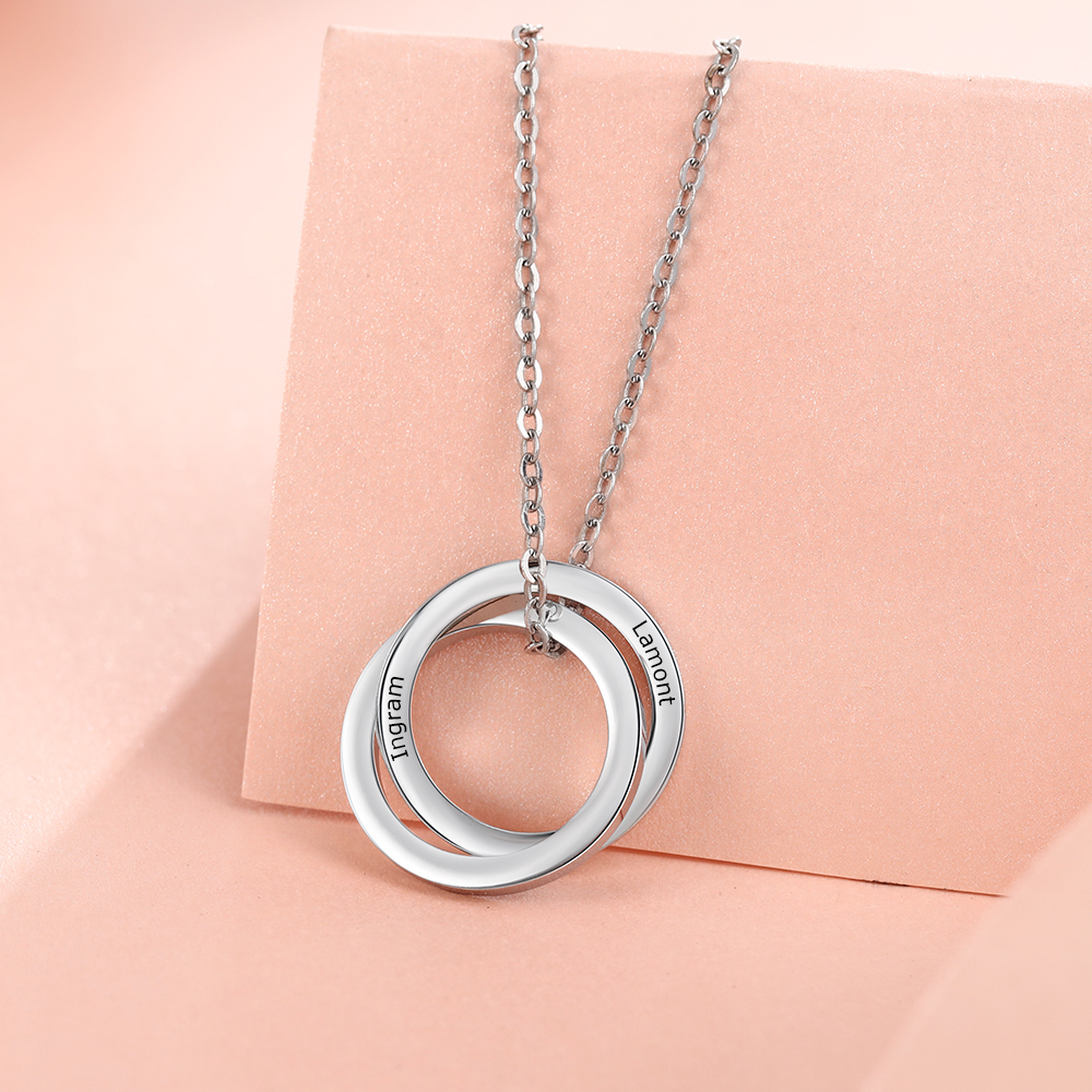 Collar de aros rusos personalizado con 2 nombres-Jessemade ES