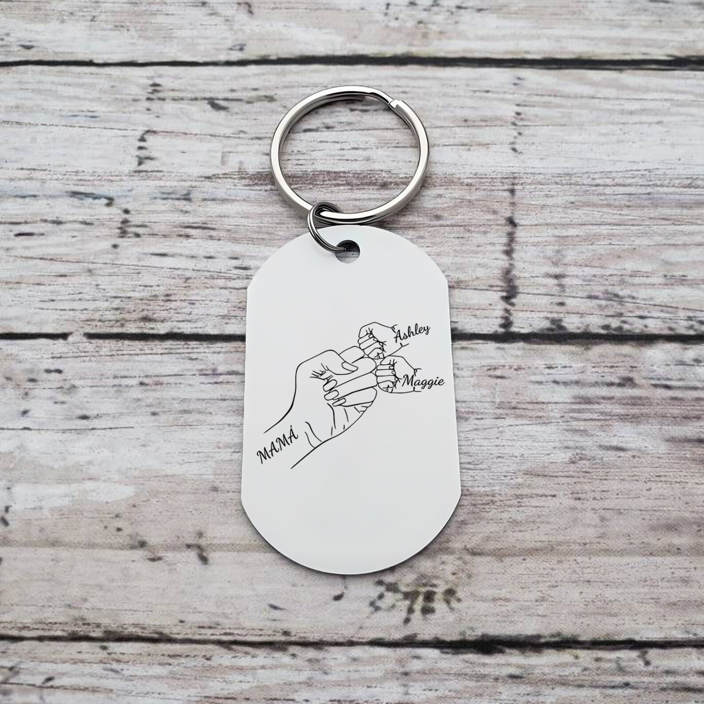 A mi mamá-Llavero 1-4 Nombres Personalizados "PUÑO CON PUÑO"-Jessemade ES