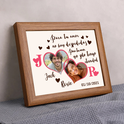 Marco de 2 fotos de madera para pareja 2 nombres, 2 letras y fecha personalizados  | Jessemade