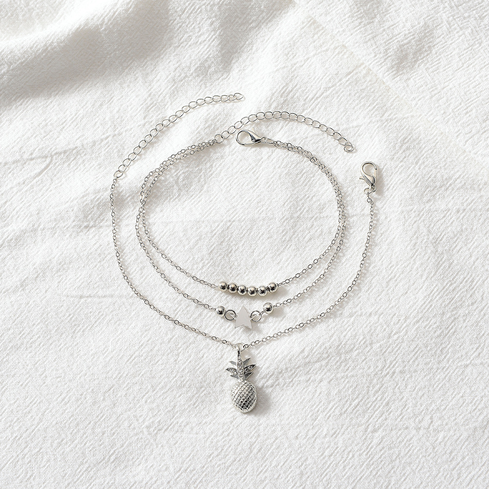 Pulsera de tobillo dos cadenas para mujer regalo de verano-Jessemade ES