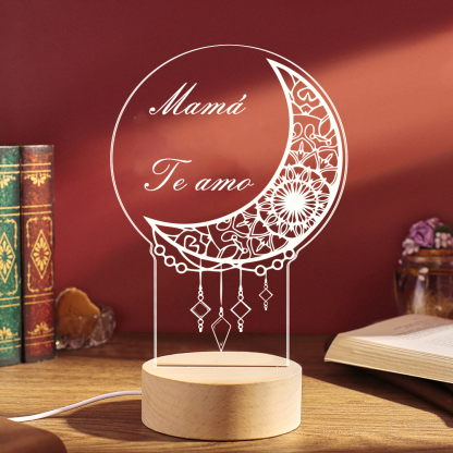 Lámpara 3D Ilusión Luz de noche Atrapasueños LED 2 textos personalizados